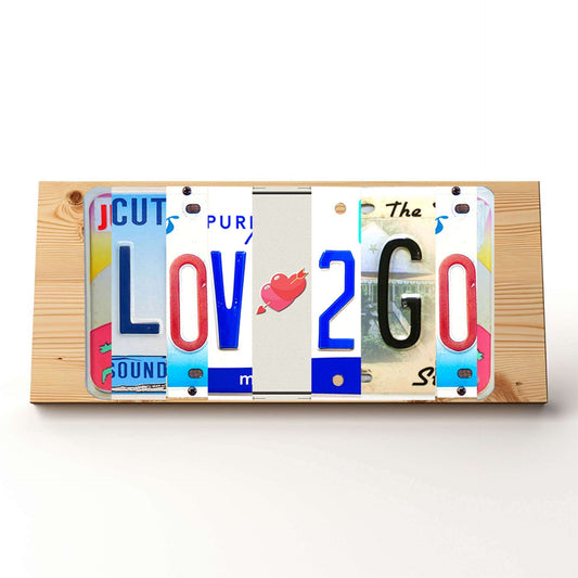 LOVE💞2GO Cupid Themed Custom Pine Plaque Sign and License Plate Letters for Home Den, She Shed, Man Cave, Bar, and Restaurant Decor