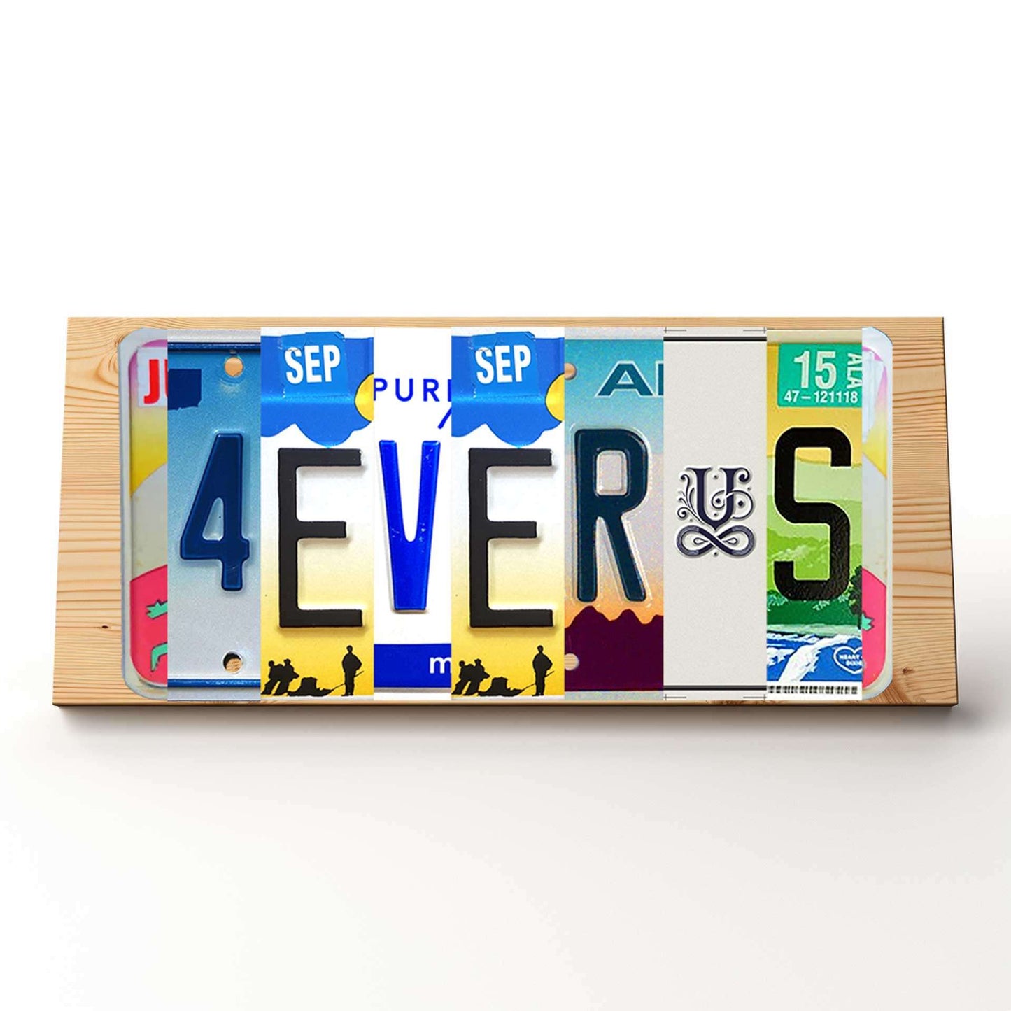 4EVER♾️S Marriage Themed Custom Pine Plaque Sign and License Plate Letters, perfect for adding a touch of love and personalization to your space. Crafted from high-quality pine