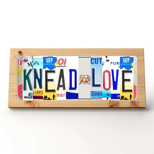 KNEAD💟LOVE Home Baking Themed Custom Pine Plaque Sign and License Plate Letters for Home Den, She Shed, Man Cave, Bar, and Restaurant DecorAdd a touch