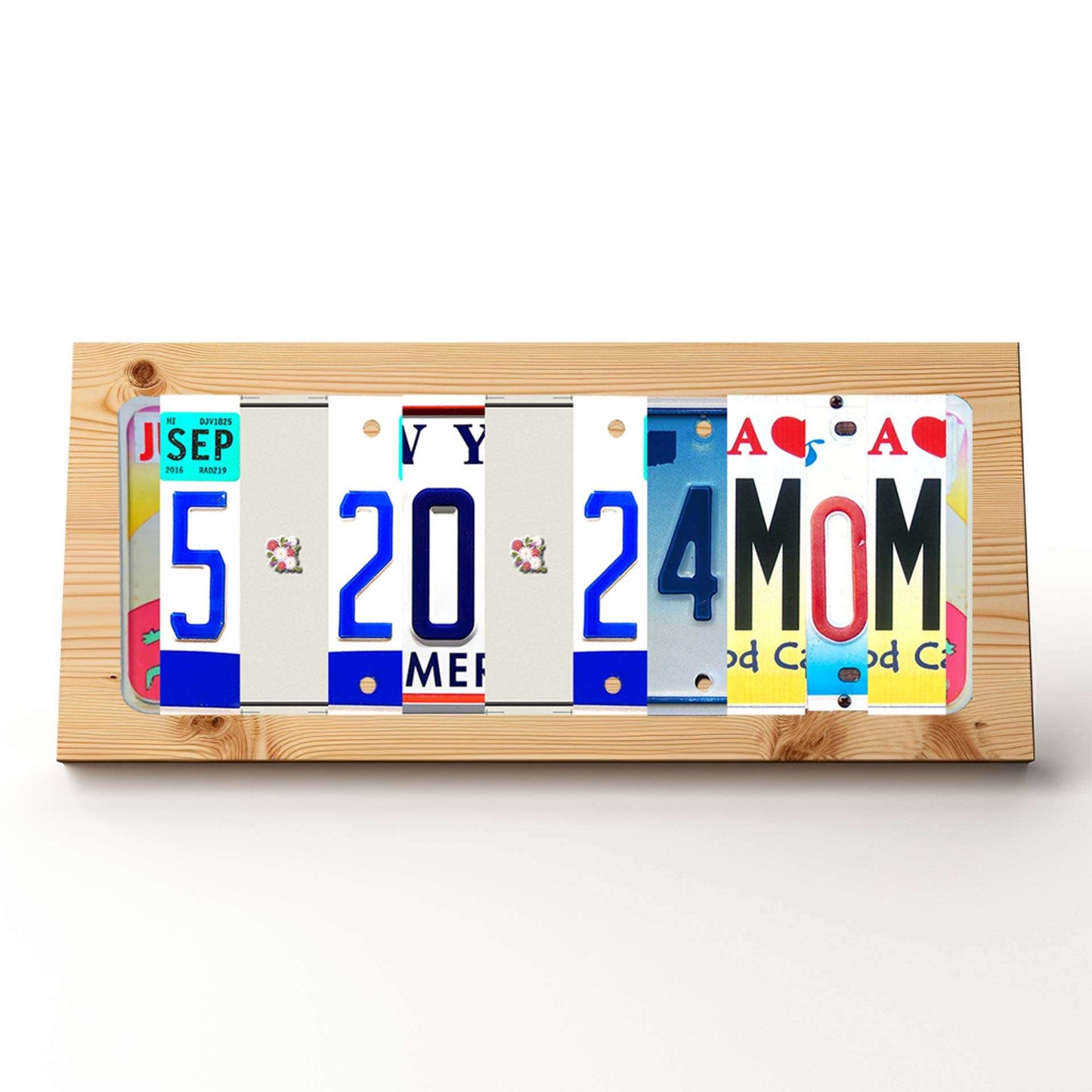 5💮20💮24MOM Mother Gift Themed Custom Pine Plaque Sign and License Plate Letters for Home Den, She Shed, Man Cave, Bar and Restaurant Decor