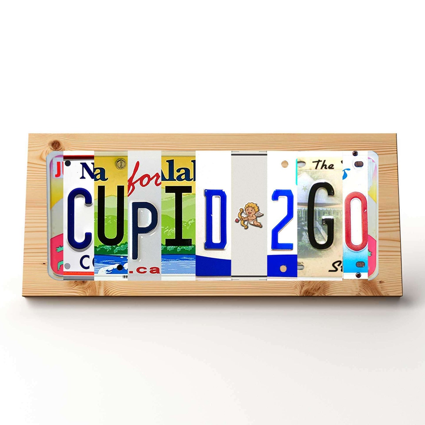 CUPID🏹2GO Add a touch of romance and whimsy to your space with our Cupid Themed Custom Pine Plaque Sign and License Plate Letters.